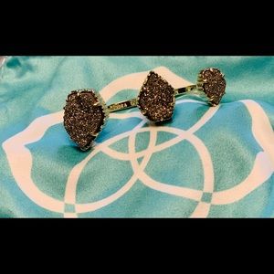 Kendra Scott Naomi Gold Dbl Ring In Platinum Drusy